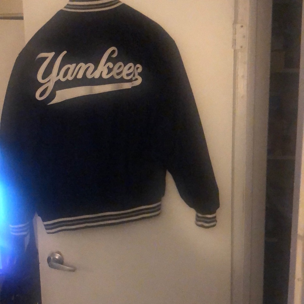 New York yankee jacket navy blue wore once reverse sides